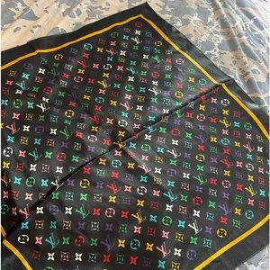 NWOT inspired scarf, larger, black multicolored